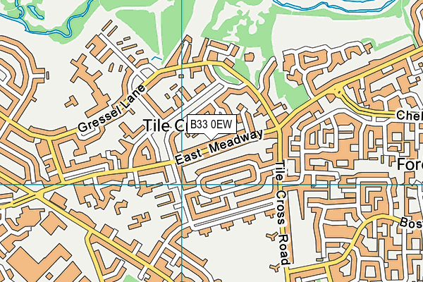 B33 0EW map - OS VectorMap District (Ordnance Survey)