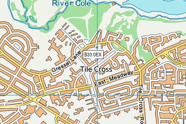 B33 0EX map - OS VectorMap District (Ordnance Survey)