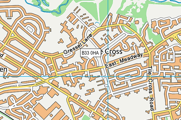 B33 0HA map - OS VectorMap District (Ordnance Survey)