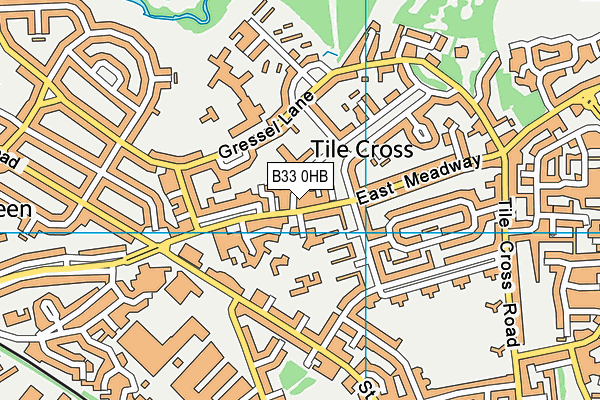 B33 0HB map - OS VectorMap District (Ordnance Survey)