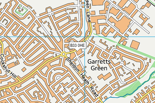 B33 0HE map - OS VectorMap District (Ordnance Survey)