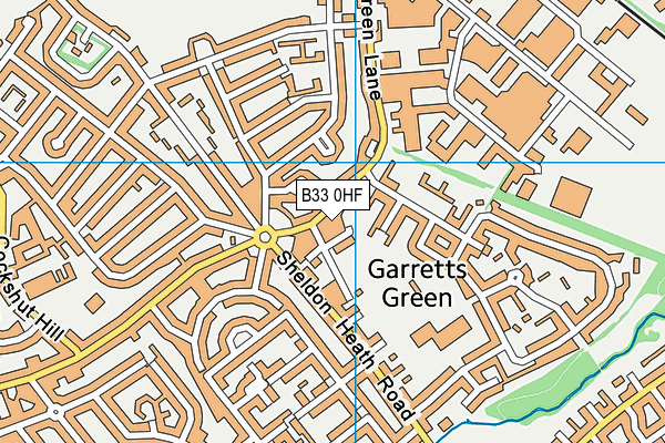 B33 0HF map - OS VectorMap District (Ordnance Survey)
