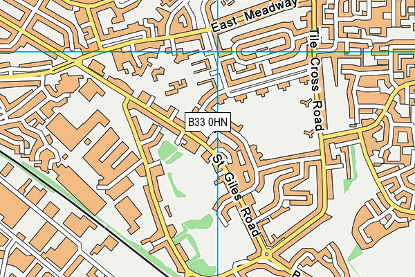 B33 0HN map - OS VectorMap District (Ordnance Survey)