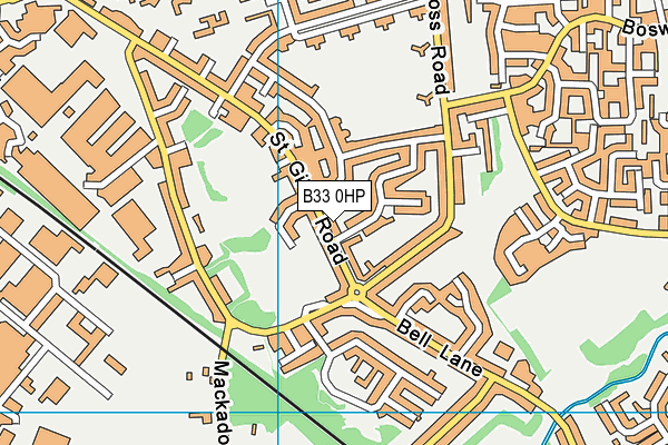 B33 0HP map - OS VectorMap District (Ordnance Survey)