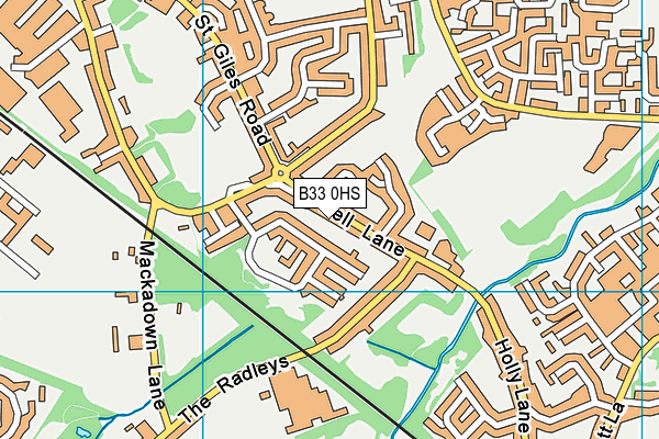 B33 0HS map - OS VectorMap District (Ordnance Survey)