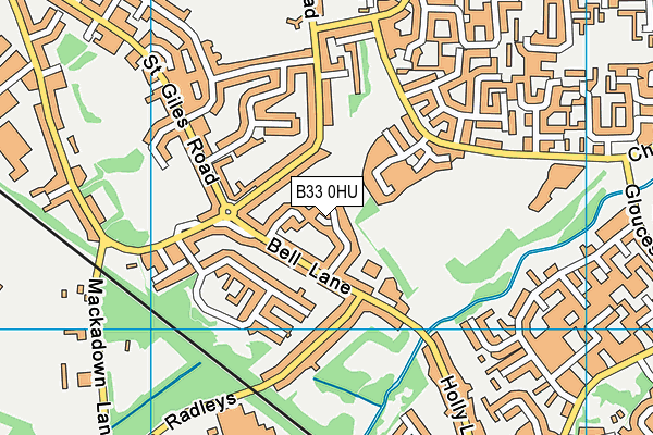 B33 0HU map - OS VectorMap District (Ordnance Survey)