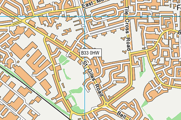 B33 0HW map - OS VectorMap District (Ordnance Survey)