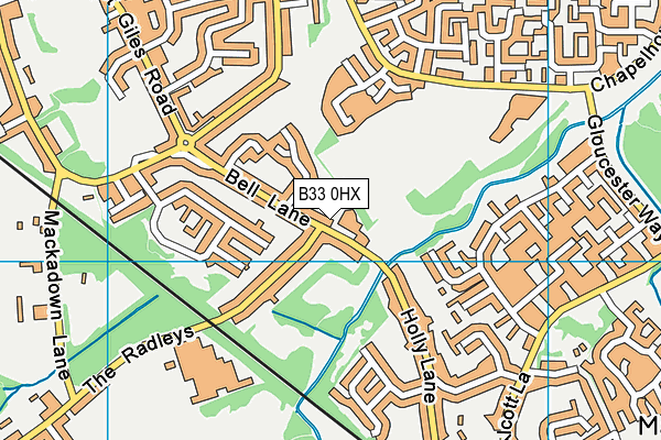 B33 0HX map - OS VectorMap District (Ordnance Survey)