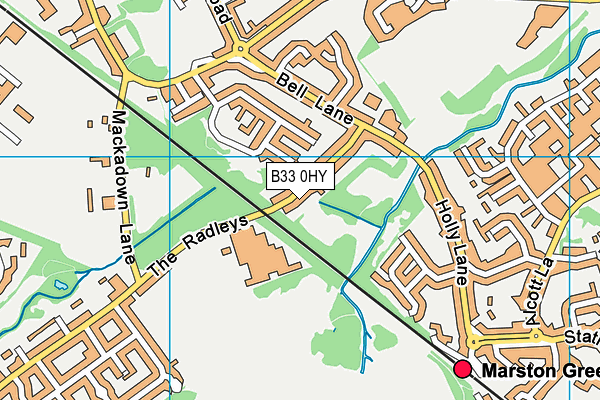 B33 0HY map - OS VectorMap District (Ordnance Survey)