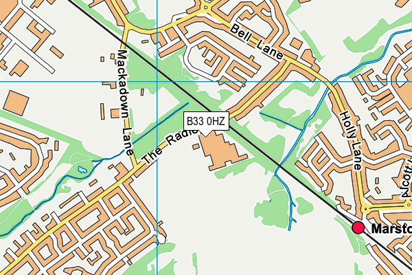 B33 0HZ map - OS VectorMap District (Ordnance Survey)