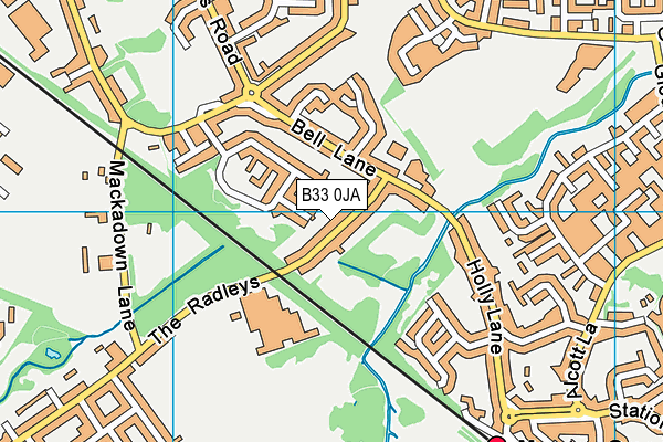 B33 0JA map - OS VectorMap District (Ordnance Survey)