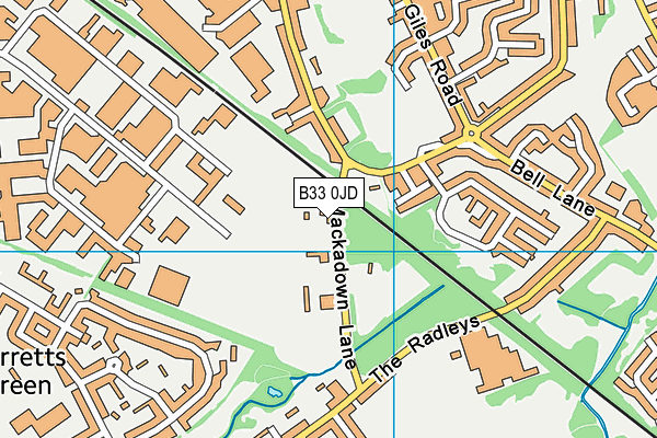 B33 0JD map - OS VectorMap District (Ordnance Survey)