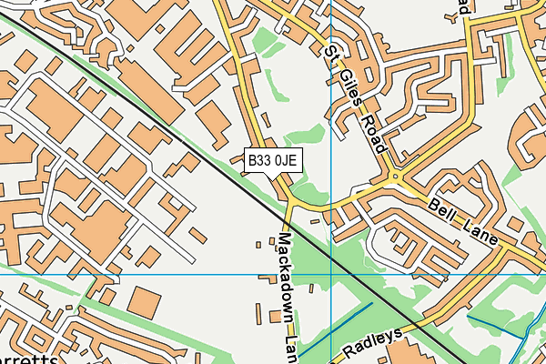B33 0JE map - OS VectorMap District (Ordnance Survey)