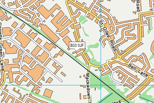 B33 0JF map - OS VectorMap District (Ordnance Survey)