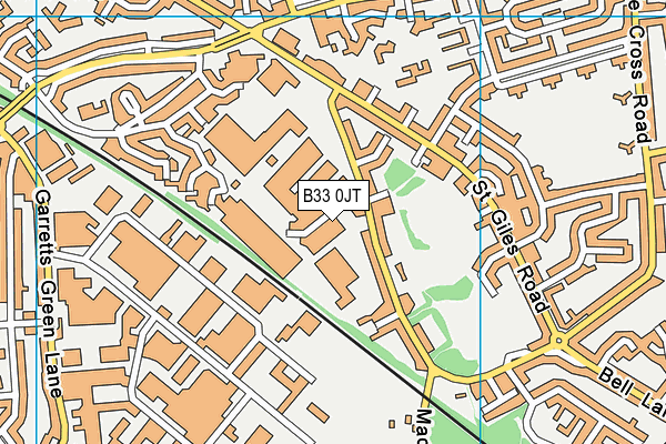 B33 0JT map - OS VectorMap District (Ordnance Survey)