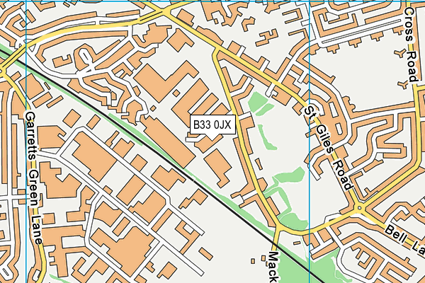 B33 0JX map - OS VectorMap District (Ordnance Survey)