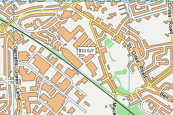 B33 0JY map - OS VectorMap District (Ordnance Survey)