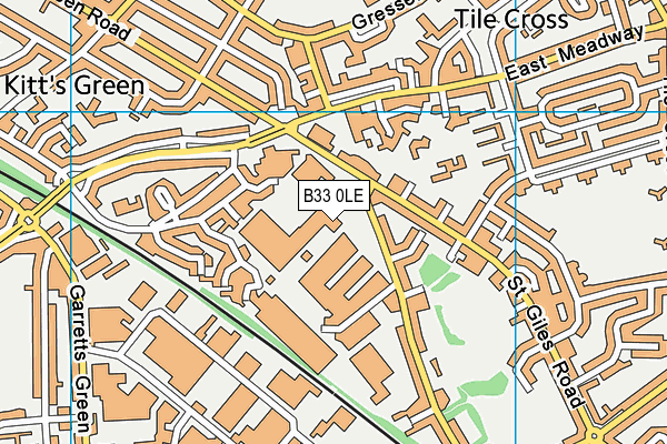 B33 0LE map - OS VectorMap District (Ordnance Survey)