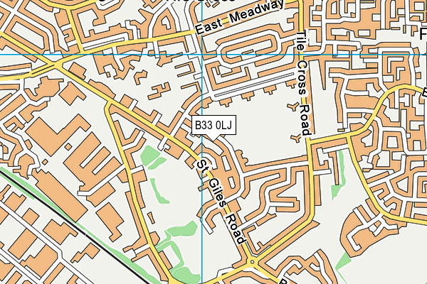 B33 0LJ map - OS VectorMap District (Ordnance Survey)