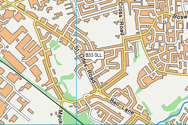 B33 0LL map - OS VectorMap District (Ordnance Survey)