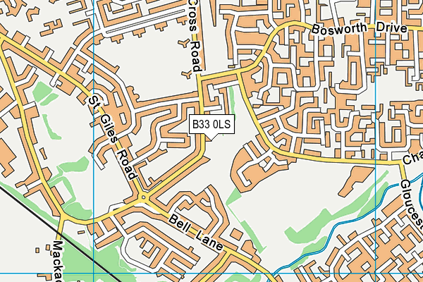 B33 0LS map - OS VectorMap District (Ordnance Survey)
