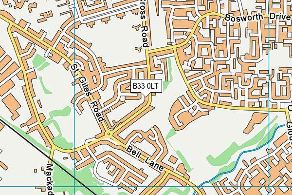 B33 0LT map - OS VectorMap District (Ordnance Survey)