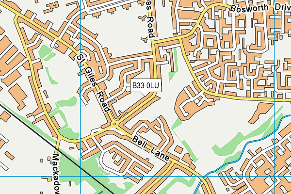 B33 0LU map - OS VectorMap District (Ordnance Survey)