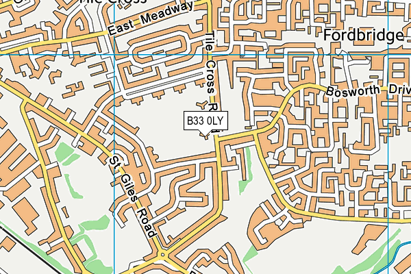 B33 0LY map - OS VectorMap District (Ordnance Survey)