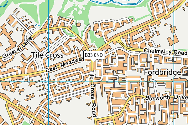 B33 0ND map - OS VectorMap District (Ordnance Survey)