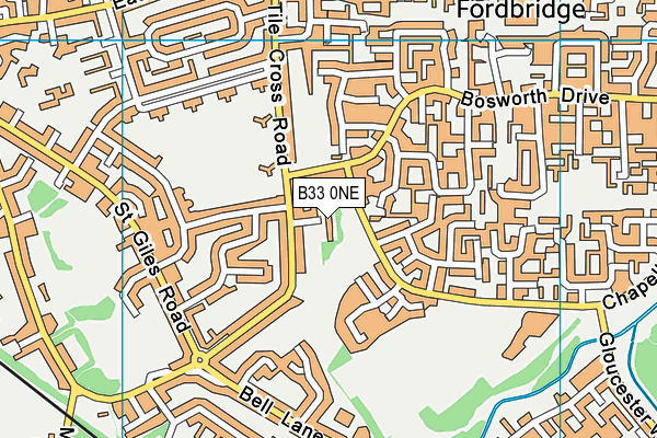 B33 0NE map - OS VectorMap District (Ordnance Survey)