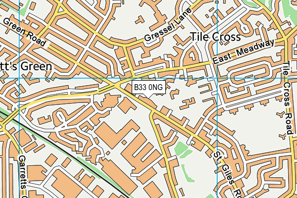 B33 0NG map - OS VectorMap District (Ordnance Survey)