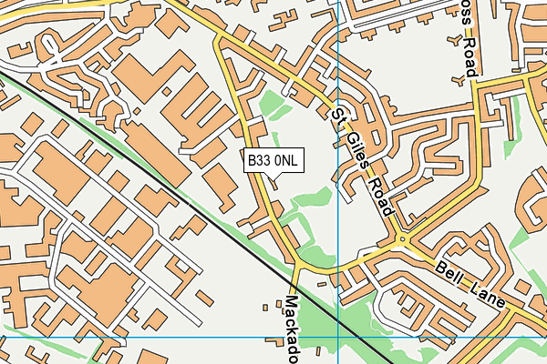 B33 0NL map - OS VectorMap District (Ordnance Survey)