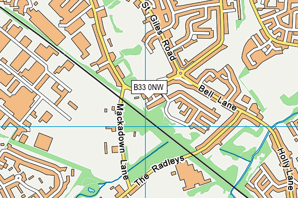 B33 0NW map - OS VectorMap District (Ordnance Survey)