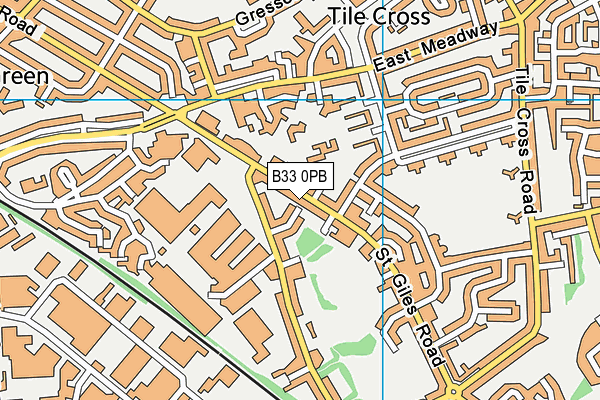 B33 0PB map - OS VectorMap District (Ordnance Survey)