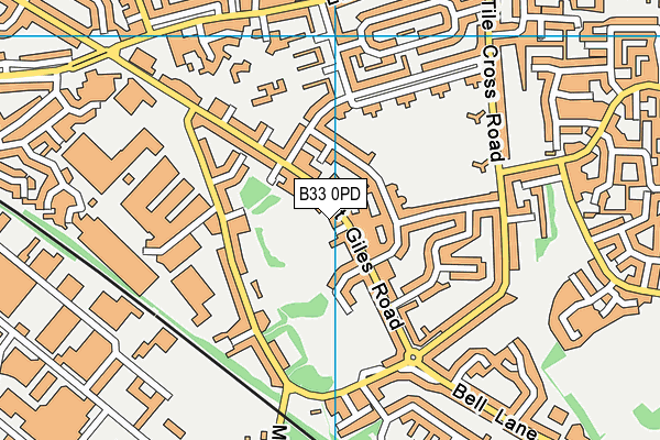 B33 0PD map - OS VectorMap District (Ordnance Survey)