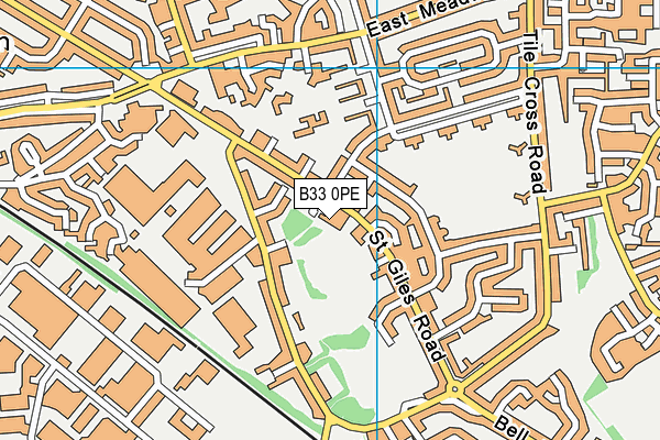B33 0PE map - OS VectorMap District (Ordnance Survey)