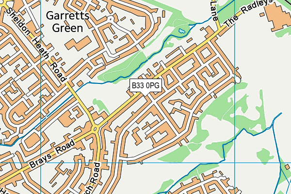 B33 0PG map - OS VectorMap District (Ordnance Survey)