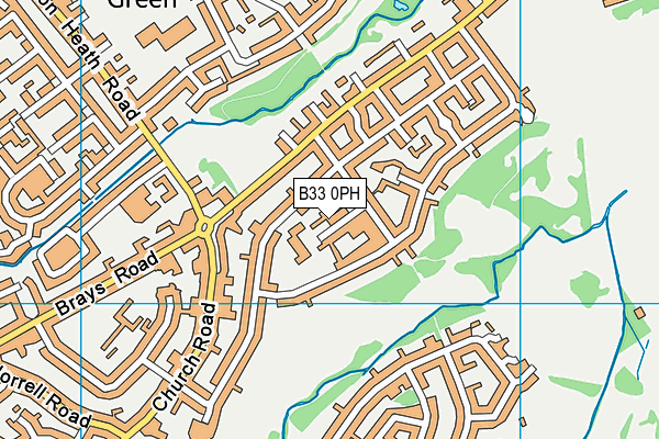 B33 0PH map - OS VectorMap District (Ordnance Survey)