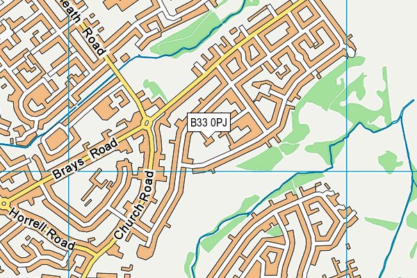 B33 0PJ map - OS VectorMap District (Ordnance Survey)