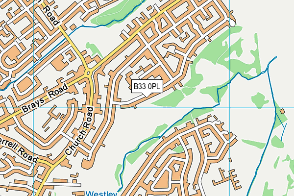 B33 0PL map - OS VectorMap District (Ordnance Survey)