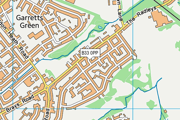 B33 0PP map - OS VectorMap District (Ordnance Survey)