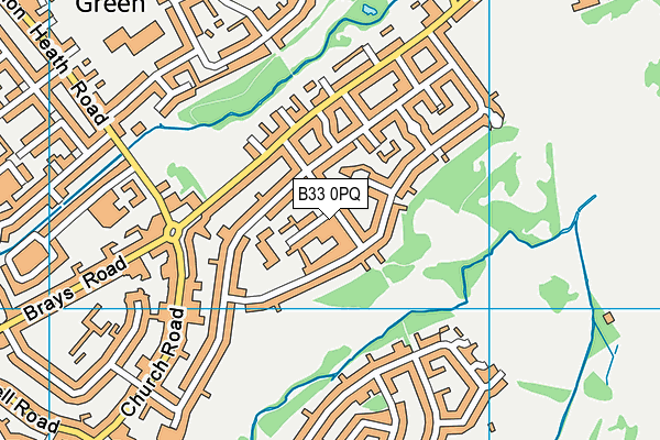 B33 0PQ map - OS VectorMap District (Ordnance Survey)