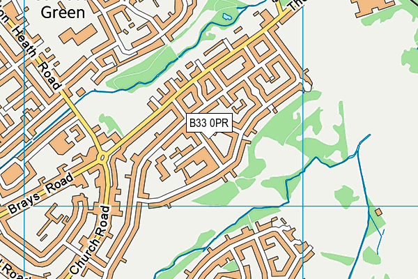 B33 0PR map - OS VectorMap District (Ordnance Survey)
