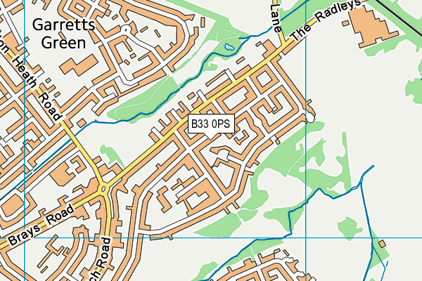 B33 0PS map - OS VectorMap District (Ordnance Survey)