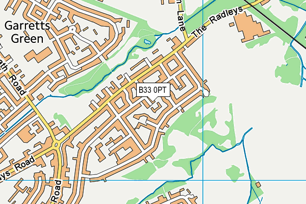 B33 0PT map - OS VectorMap District (Ordnance Survey)