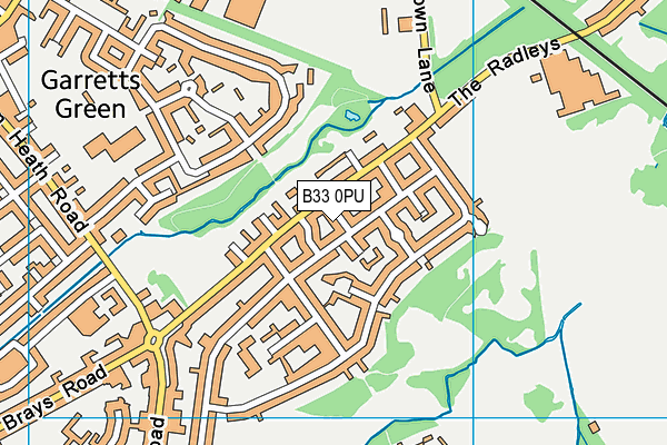 B33 0PU map - OS VectorMap District (Ordnance Survey)
