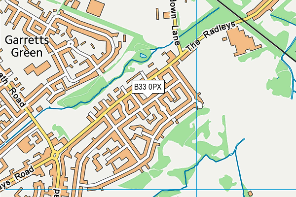 B33 0PX map - OS VectorMap District (Ordnance Survey)