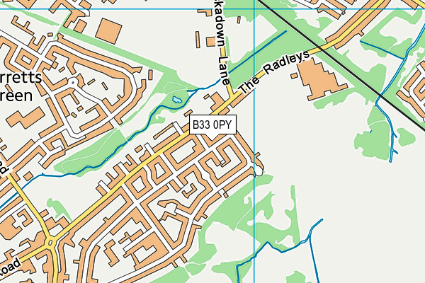 B33 0PY map - OS VectorMap District (Ordnance Survey)