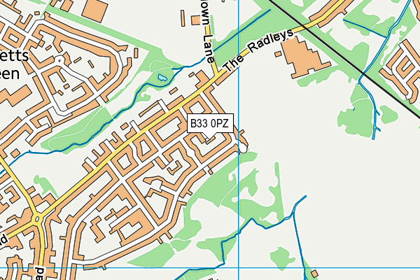 B33 0PZ map - OS VectorMap District (Ordnance Survey)