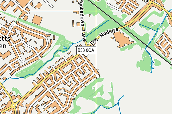 B33 0QA map - OS VectorMap District (Ordnance Survey)